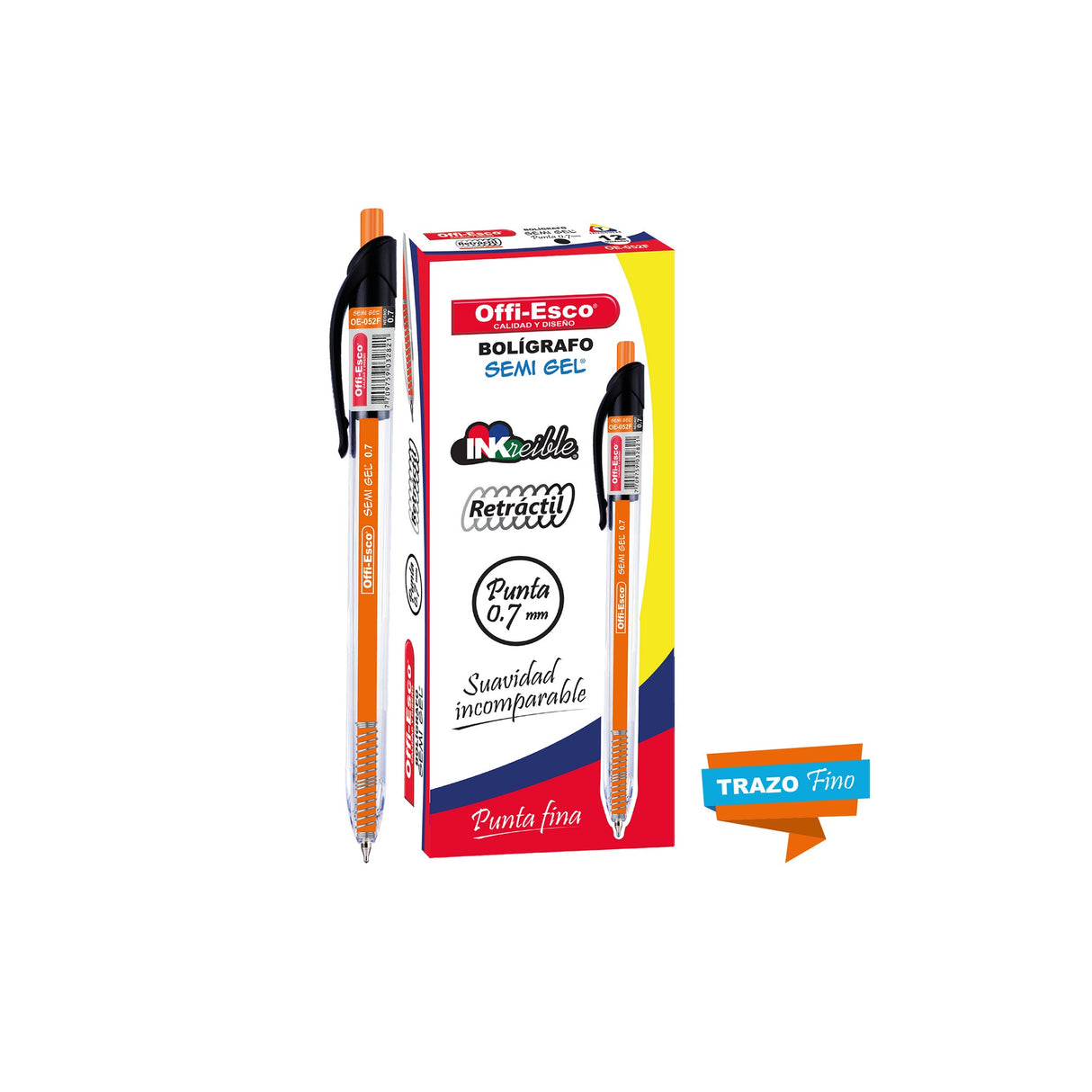 Bolígrafo Semi Gel 0.7 mm Inkreible Retráctil caja por 12 unidades OE-052F