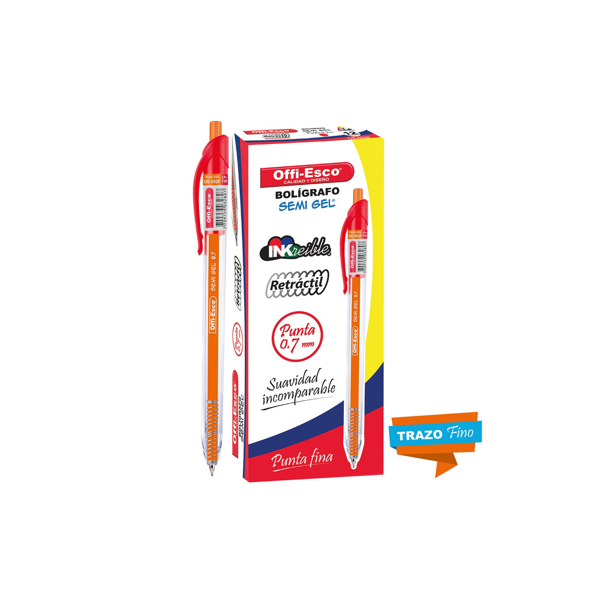 Bolígrafo Semi Gel 0.7 mm Inkreible Retráctil caja por 12 unidades OE-052F