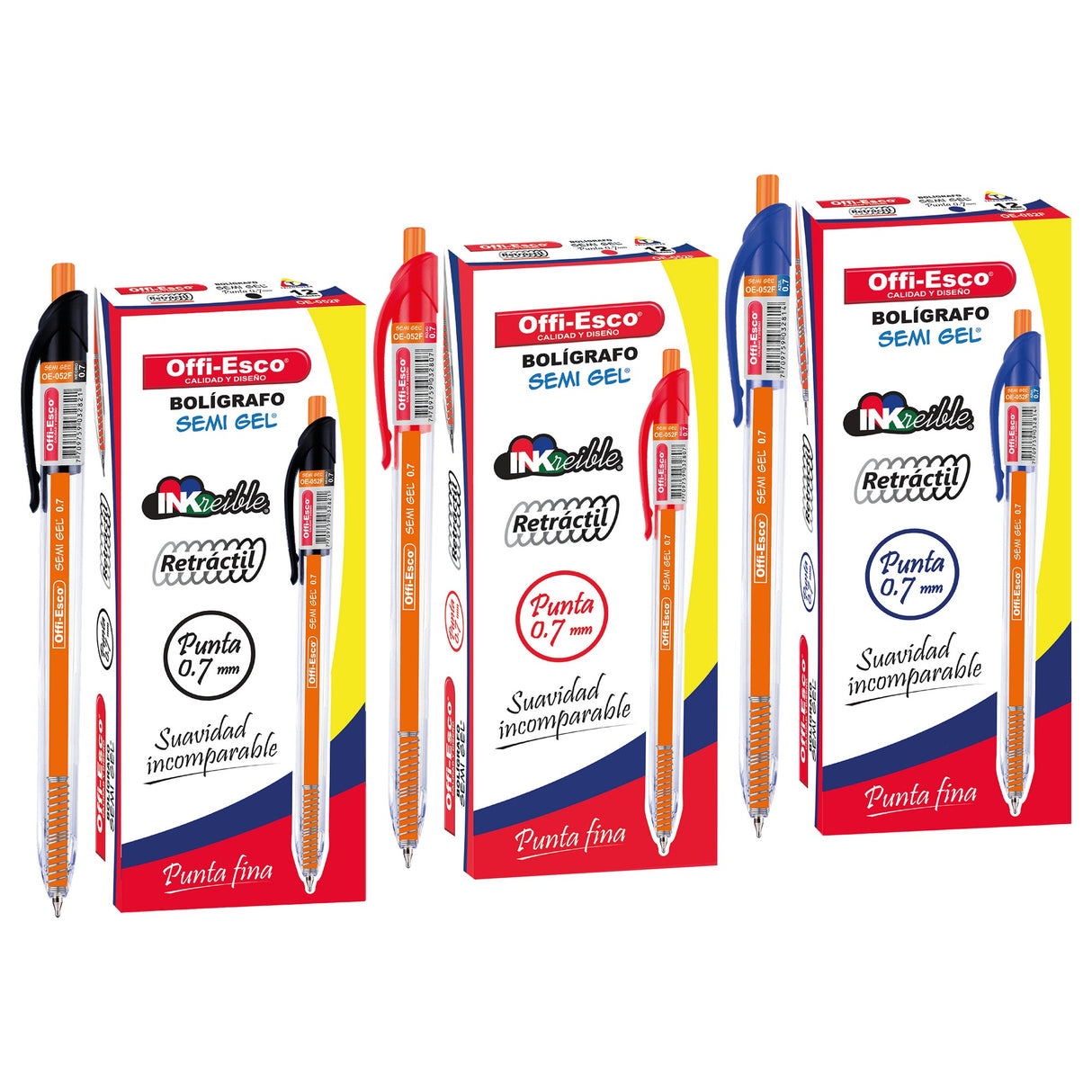 Bolígrafo Semi Gel 0.7 mm Inkreible Retráctil caja por 12 unidades OE-052F