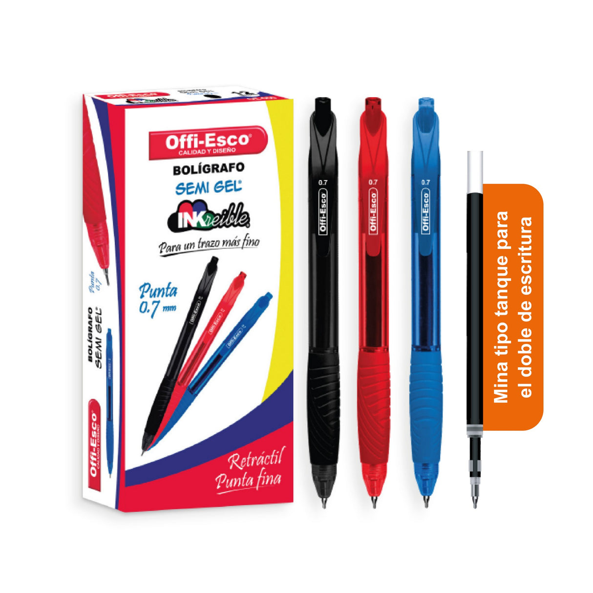 Bolígrafo Semi Gel 0.7 mm Inkreible caja por 12 unidades OE-050