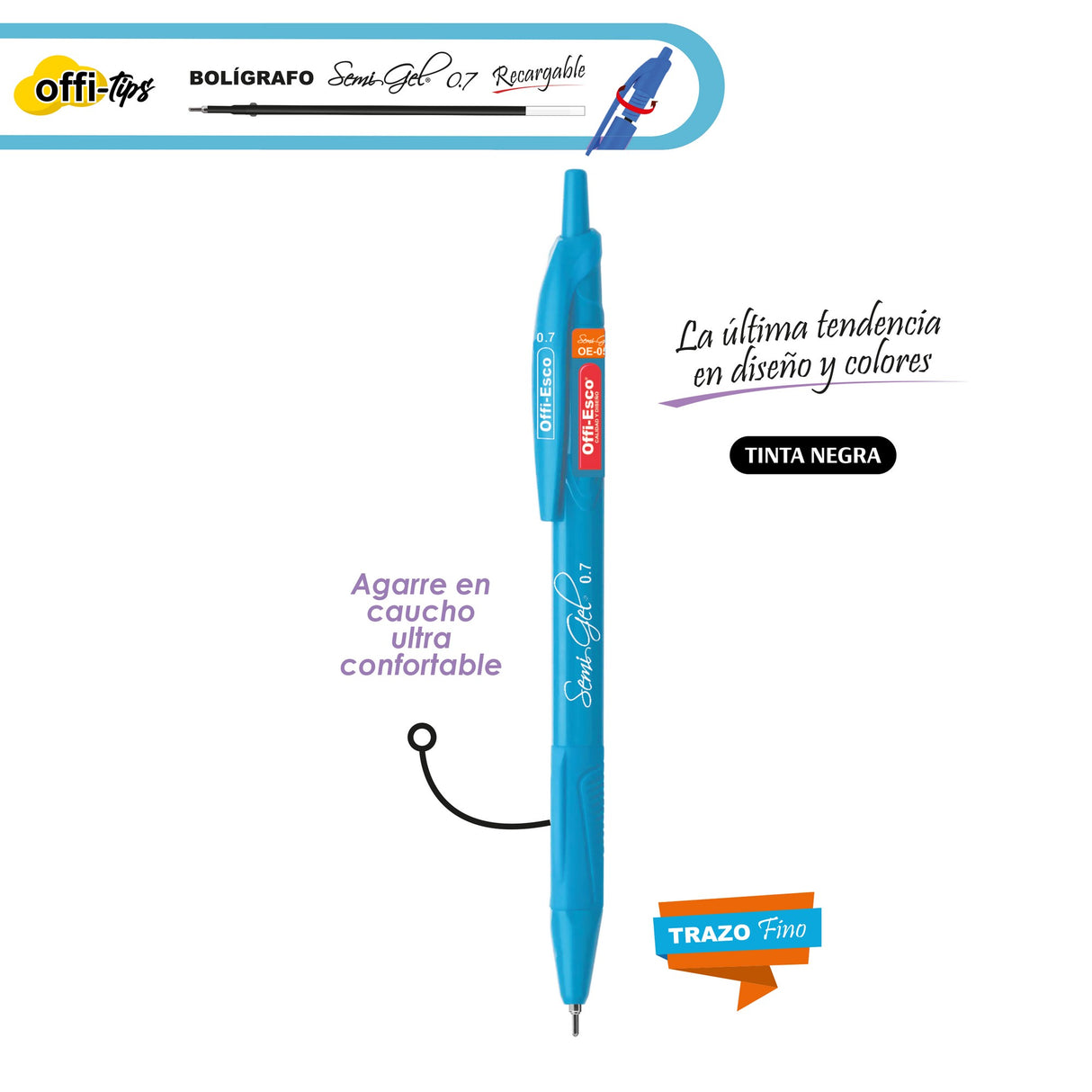 Bolígrafo Cuerpo Color Pastel Retráctil OE-055F