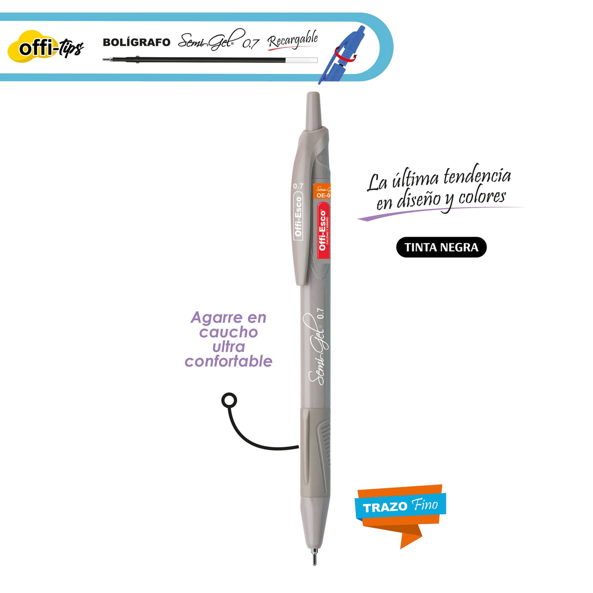 Bolígrafo Cuerpo Color Pastel Retráctil OE-055F