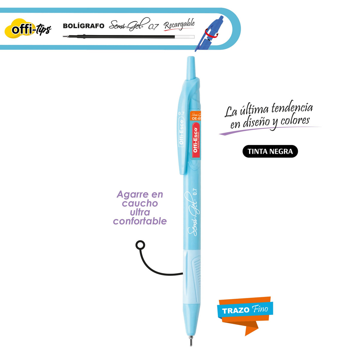 Bolígrafo Cuerpo Color Pastel Retráctil OE-055F