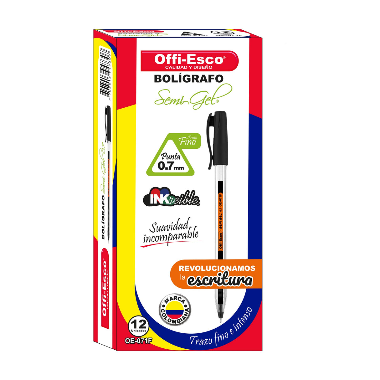 Bolígrafo Semi Gel 0.7 mm con Tapa Caja por 12 unidades OE-071F