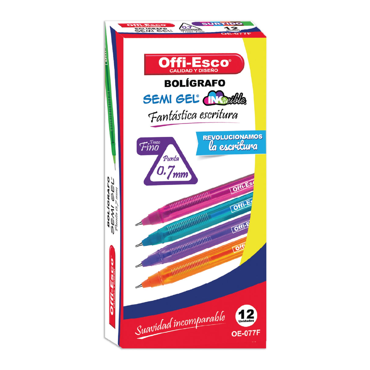 Bolígrafo Semi Gel 0.7 mm con Tapa inkreible Caja por 12 unidades OE-077F