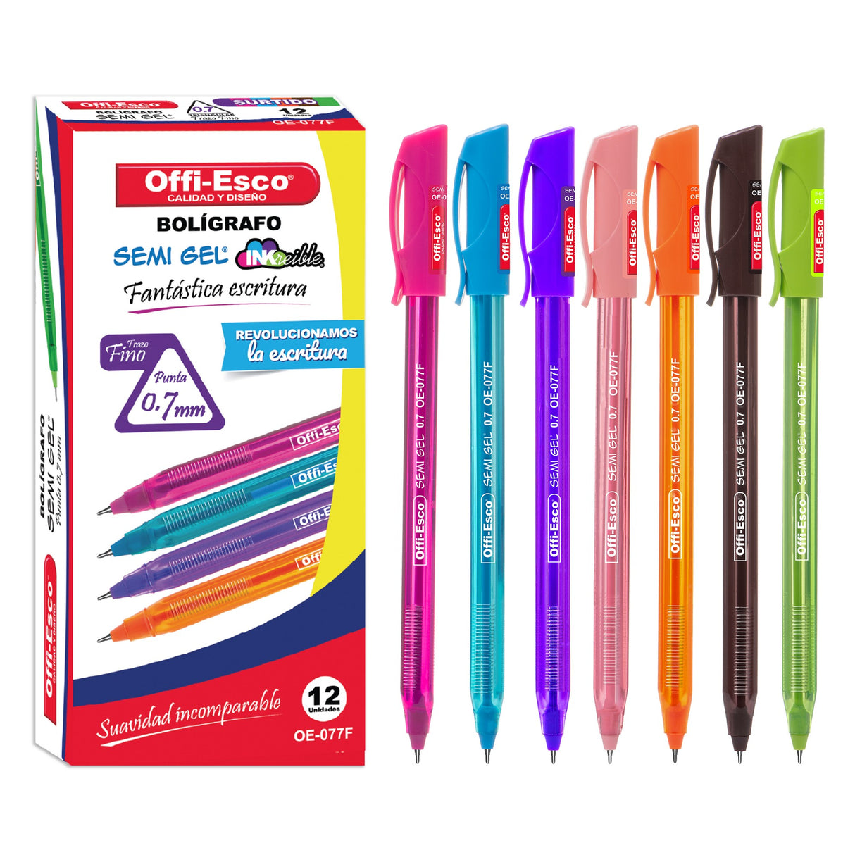 Bolígrafo Semi Gel 0.7 mm con Tapa inkreible Caja por 12 unidades OE-077F
