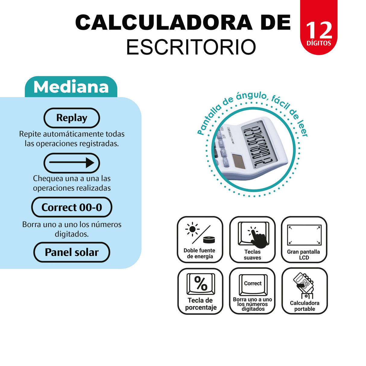 Calculadora Mediana 12 Dígitos OE-960