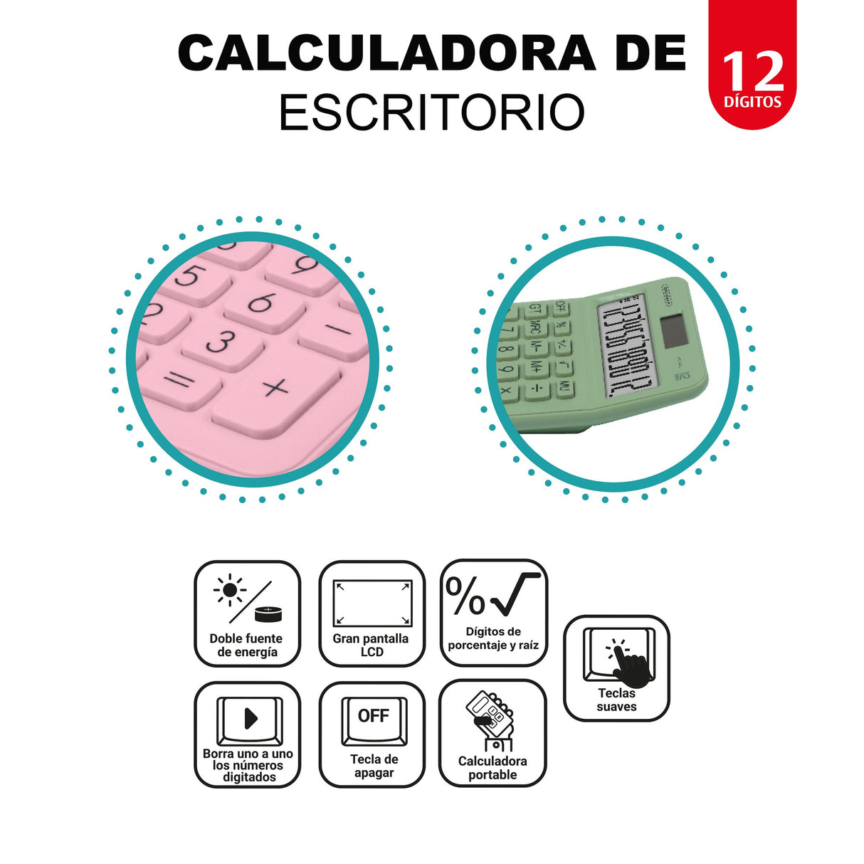 Calculadora Mediana 12 Dígitos OE-962