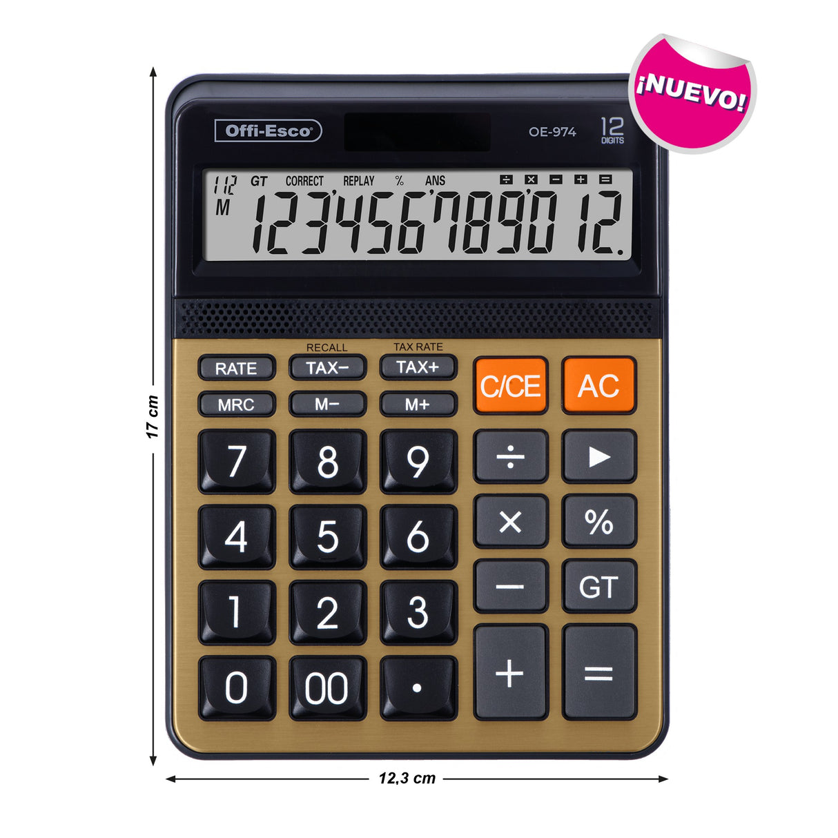 Calculadora Grande 12 Dígitos Panel de Aluminio OE-974