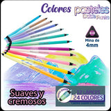 Colores Pasteles Doble Punta 4 mm por 12 Unidades 24 Colores OE-137