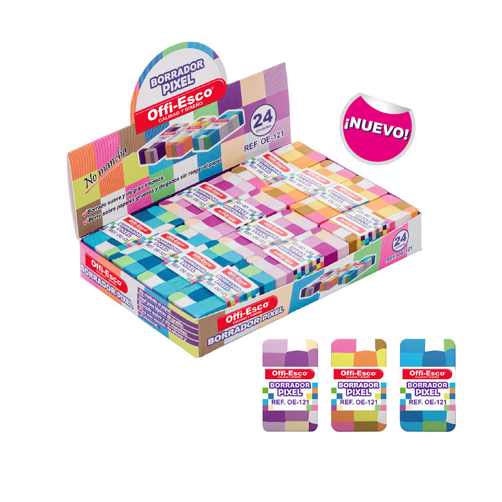 Borrador Pixel Colores Caja por 24 Unidades OE-121
