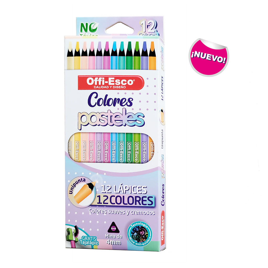 Colores Pasteles Unipunta 4 mm por 12 Unidades OE-136