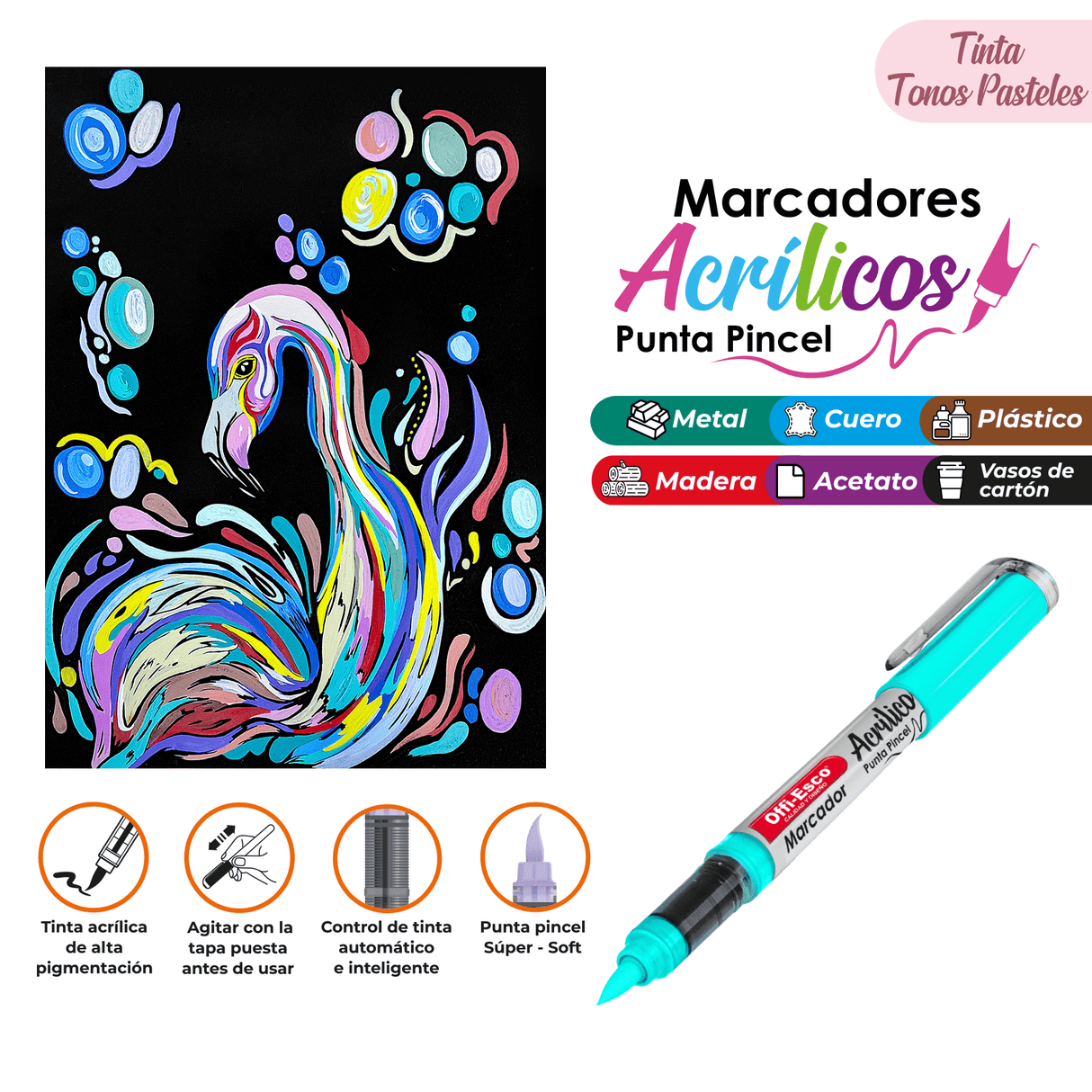 Marcador Acrílico Punta Pincel OE-581