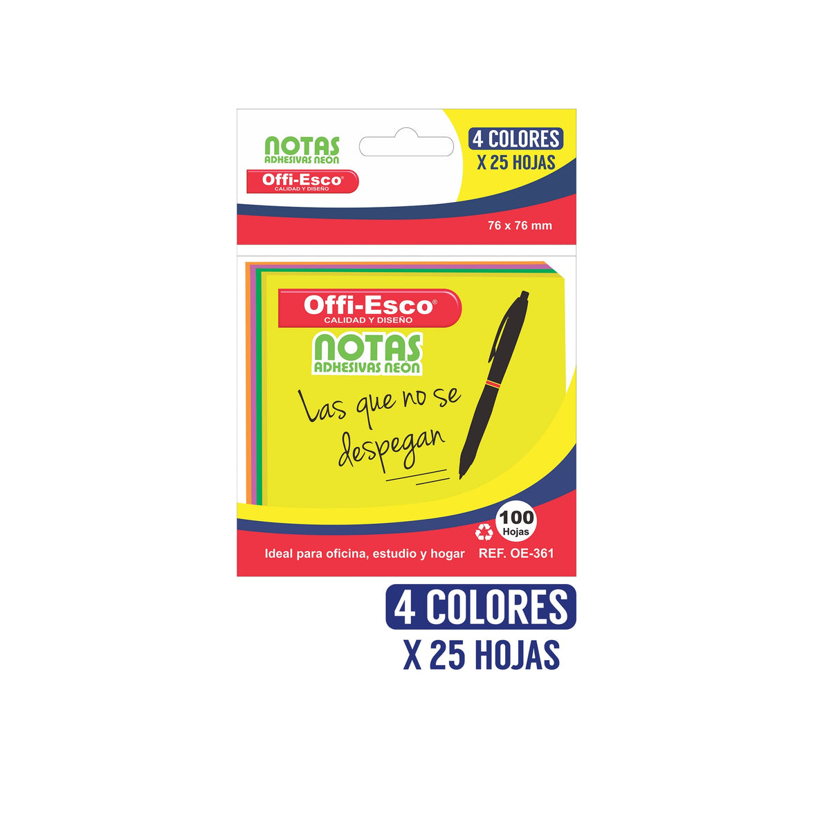 Notas Stick Neón 100 Hojas Surtida OE-361