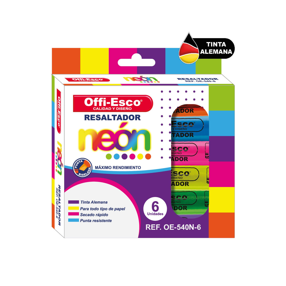 Resaltador Grande Neón x6 OE-540N