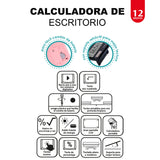Calculadora Mediana Teclado Plano 12 Dígitos OE-971